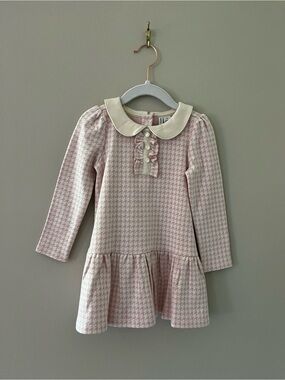 Janie and Jack Pink Houndstooth Peter Pan Collar Dress
